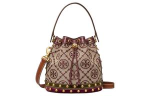 TORY BURCH Кожаная сумка через плечо с монограммой T, Umber