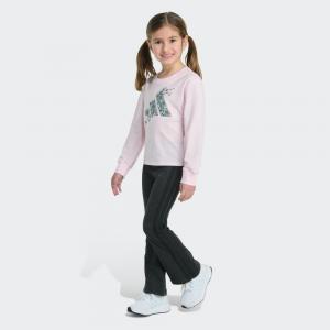 Спортивный костюм Adidas 2-Piece Long Sleeve Graphic Tee & Flare Pant Set, цвет Clear Pink