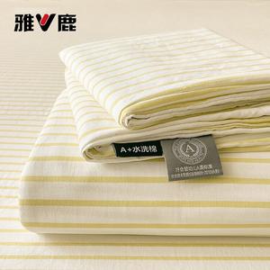 Yalu Простыня 160х230 см из хлопка, светлые желтые полоски, мягкая дышащая