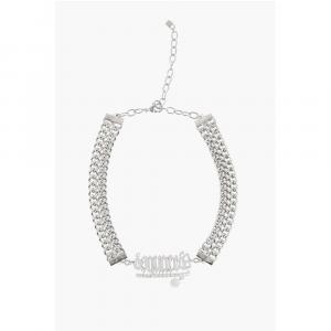 Металлическое колье-чокер с отделкой из стразов Dsquared2, серебряный