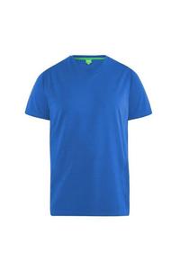 D555 Хлопковая футболка размера King Size с V-образным вырезом Signature 2 Duke Clothing, синий