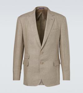 Проверенный льняной и шелковый блейзер Ralph Lauren Purple Label, Summer Sand/ Truffle