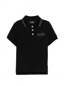 Поло с полосатой отделкой AMIRI KIDS, черный
