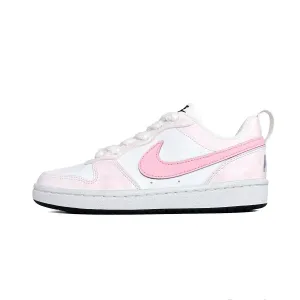 Nike Court Borough Synthetic Leather Slip Resistant Abrasion Resistant Low top Kids' Skateboarding Shoes Pink