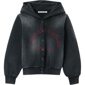 Потертая худи-куртка Alexander Wang, черный