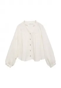 Детская блузка на пуговицах Mango Kids, Off-White