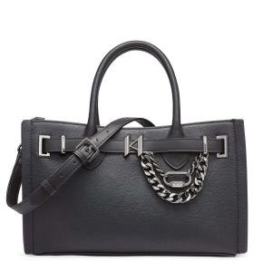 Вишневая кожаная сумка-портфель Karl Lagerfeld Paris, черный