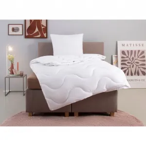 Мой дом одеяло из микрофибры + подушка из микрофибры «Mailo, пуховое одеяло 135х200 см, 155х220 см», (экономный комплект, 2 шт., одеяло с подушкой), 2 шт., комплект с подушкой 80х80 см, лето, зима My Home, белый