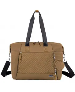 Большая сумка-тоут для подгузников с контейнером для пустышки и пеленальным ковриком, дорожная сумка-тоут для мам и пап Dikaslon, загар/бежевый