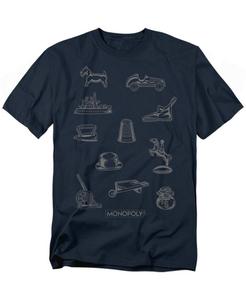 Футболка с монохромными иконками больших размеров Monopoly, Navy