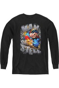 Футболка с длинным рукавом для подростков "Superman разрывает сталь" Gildan, черный