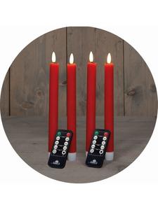 Novaliv Светодиодные свечи-конусы с таймером, красные, 4 штуки, для использования в помещении - 6 часов - по-настоящему бодрят в красном цвете