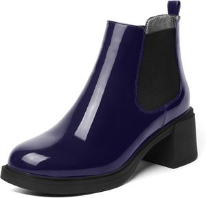 Женские модные ботильоны ROSERWISH с круглыми носками, эластичной шнуровкой, удобным массивным низким каблуком 2,5 дюйма