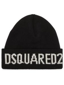 Dsquared2 шерстяная шапка бини с логотипом, черный
