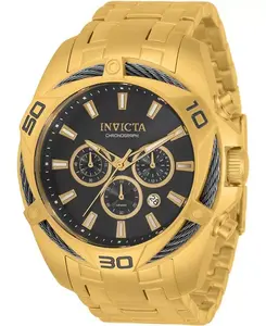 Мужские кварцевые часы-хронограф 34122 Bolt с серым циферблатом Invicta, gold