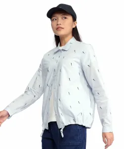 Рубашка с длинными рукавами из хлопка пима с вышитым принтом в виде птиц