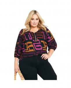 Женская блузка Meila на молнии AVENUE, Plum spice geo