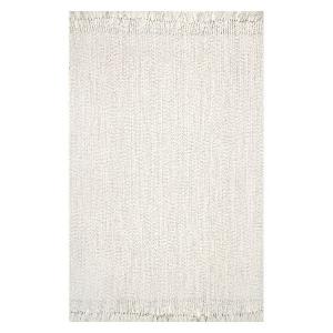 Плетеный коврик с кисточками Courtney для дома и улицы Nuloom, белый, 77x244 см