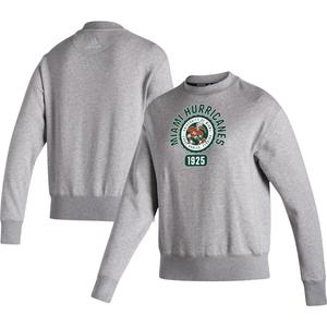 Женский свитшот adidas Heathered Grey Miami Hurricanes Vintage Circle Pullover adidas