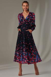 Длинное платье с симметричным принтом и кружевом Dalia Jolie Moi, розовый