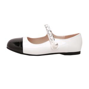 Туфли Мэри Джейн женские QITUMAUL, White[Heel Height 1Cm]