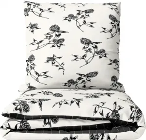 Комплект постельного белья Renforce из хлопка 135x200 см, белый, черный, цветочный узор, двусторонняя клетчатая молния leonado vicenti