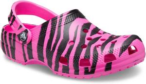 Унисекс сабо Crocs Classic с животным принтом, черный/розовый