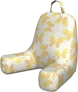 Наволочка для подушки для чтения Lunarable Butterfly, с узором в виде закручивающихся орнаментов, нежных крылатых насекомых и пузырьков, мягкая, без наполнителя, размер S, горчично-оранжевый и белый., Mustard Orange And White