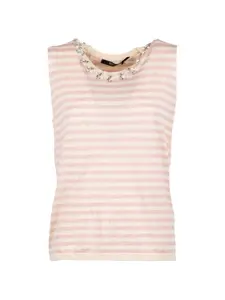 Украшенная полосатая майка Seventy, розовый