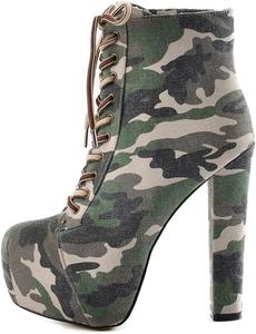 Женские ботильоны на платформе Gogo с высокой толстой подошвой, боковой молнией, круглым носком, удобные, для вечеринок, повседневные ботинки Onlymakerheels, Camouflage