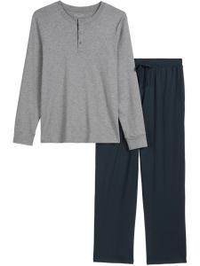 Marc O'Polo Пижама из хлопка, комбинированная, серо-меланжевого/темно-синего цвета