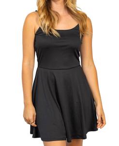 Черное платье на бретелях с шортами White Birch