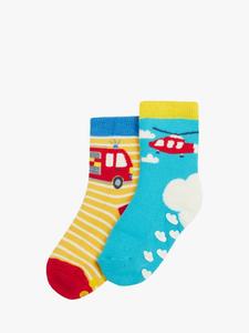 Детские хлопковые носки с противоскользящими вертолётами Frugi, Pack of 2
