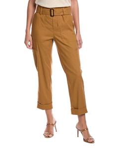 Брюки Винс с поясом из льняной смеси Vince, синий