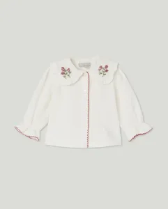 Блузка с длинными рукавами, крупным воротником, вышитым вручную, и бантом для малыша Coconut El Corte Inglés, белый