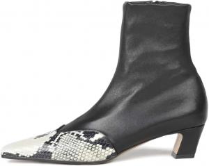 Женские ботильоны Maiyang с квадратным носком, боковой молнией, на щиколотке, модные с низким массивным каблуком, эластичные, удобные, для вечеринок, повседневные короткие ботинки, размер 4-16 US, Snakeskin Black