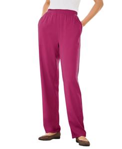 Брюки прямого кроя из трикотажа больших размеров, которые можно надевать в течение 7 дней Woman Within, Raspberry