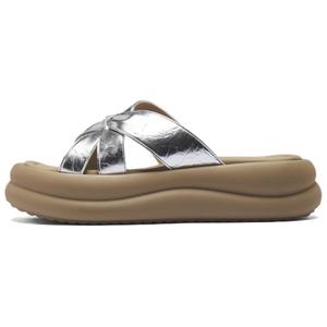 Слипоны на платформе 5 см женские AGSDON, серебряный