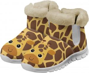 Женские зимние сапоги для снега с теплым уютным пушистым воротником, подкладкой из фланели, противоскользящие, легкие, для активного отдыха, размер США 6-12 Fuxowvby, Giraffe
