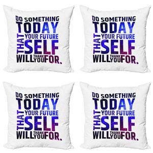 Вдохновляющий комплект чехлов на подушки ABAKUHAUS (4 шт.), слова «своя воля», современная двусторонняя цифровая печать, 40 см x 40 см, темно-фиолетово-белый