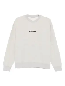 Хлопковая толстовка с вышитым логотипом JIL SANDER+, серый