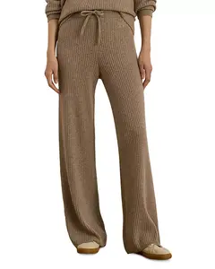 Широкие брюки из кашемира в рубчик Ralph Lauren, бежевый