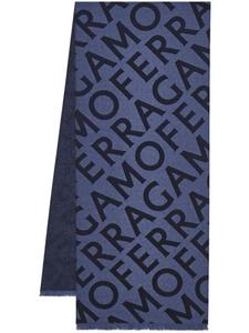 Двусторонний шарф с логотипом Ferragamo, синий