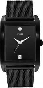 Часы GUESS Mesh Black Ionic Plated с прямоугольным корпусом и настоящими бриллиантами. Цвет: черный (Модель: U0298G1), Black/Mesh/Black/Black