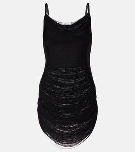 Мини-платье с бахромой The Attico, черный