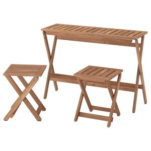 Стол и 2 складных стула, на открытом воздухе NÄMMARÖ IKEA, 108x37 см, цвет light brown stained foldable/foldable