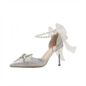 Женские туфли на тонком каблуке и высоком каблуке HKCP, Silver