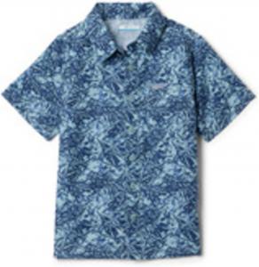 Columbia Boys Slack Tide Короткий рукав Кэмп рубашка, Crushed Blue Marlin Palms