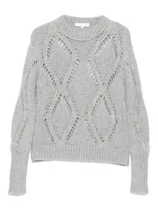Свитер с ромбовидным узором, украшенный пайетками Antonelli, серый