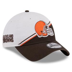 Мужская регулируемая кепка New Era белого/коричневого цвета Cleveland Browns 2023 Sideline 9TWENTY